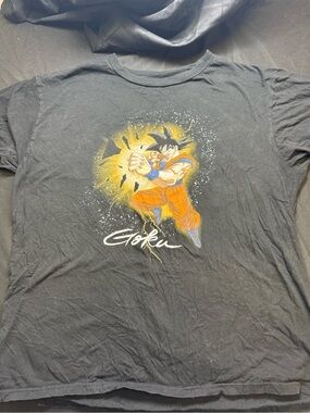 Goku Graphic Short Sleeve Tee - Black with Orange Print
